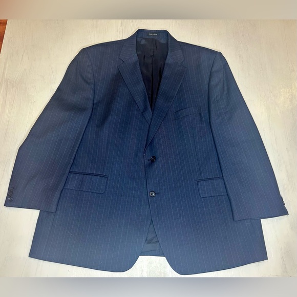 Alexandre London Savile Row Navy Pinstripe Wool Blazer Mens UK 50 Sports Coat - Picture 2 of 10